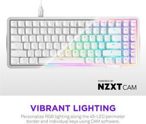 NZXT Function Elite MiniTKL Magnetic RGB Gaming Keyboard - Adjustable Actuation, Dual-Rail Hall Effect Switches, Rapid Trigger, 8K Polling - Enhanced Typing Sound & Feel - US English Layout  - White