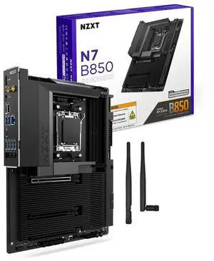 NZXT N7 B850 - AMD B850 AM5 ATX Gaming Motherboard for Ryzen 9000/8000/7000 - 16+2+1, DDR5, 3x M.2, PCIe 5.0, Wi-Fi 6E, 2.5GbE LAN - M.2 NVME with Quick-Release Latch - Full Cover - Black