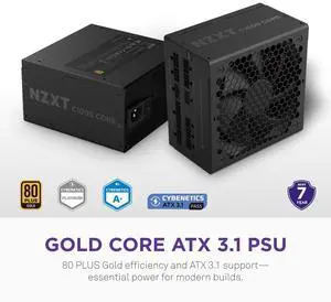 NZXT C1000 Gold Core 80Plus Gold Fully-modular ATX 3.1 Power Supply, US Power Cord