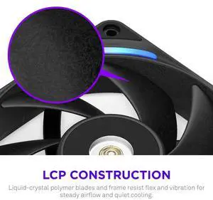 NZXT F120X Performance Fan - 120mm PWM RGB PC Case Fan - Max Airflow & Static Pressure - Low Noise - LCP Frame & Blades - Magnetic Fluid Dynamic Bearing - 30mm Thick - Black