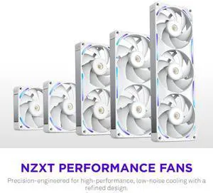 NZXT F240X Performance Single-Frame Fan - 2x 120mm PWM RGB PC Case Fans - Max Airflow & Static Pressure - Low Noise - LCP Frame & Blades - Magnetic Fluid Dynamic Bearing - 30mm Thick - White