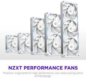 NZXT F360X Performance Single-Frame Fan - 3x 120mm PWM RGB PC Case Fans - Max Airflow & Static Pressure - Low Noise - LCP Frame & Blades - Magnetic Fluid Dynamic Bearing - 30mm Thick - White