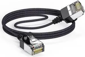 CAT6a Ethernet Cable Slim 10FT, Soft Nylon net Cat 6 Ethernet Cable Ultra Thin & Flexible and Light Copper Wire 10Gbps 32AWG for PC, Mac, Laptop,PS5, PS4,Xbox in Black