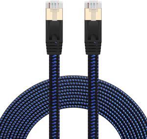 Cat 7 Ethernet Cable 65ft, Nylon Braided Heavy Duty High Speed Cat7 Cable Shielded Gigabit Flat Cat7 RJ45 LAN Cable Internet Network Patch Cord 10Gbps for Gaming PS4, Xbox One,Laptop,Modem, Router