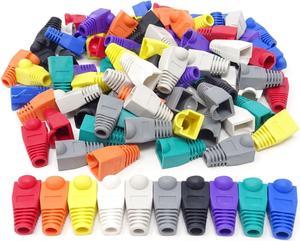 Honbay 100PCS 10 Colors Plastic RJ45 Ethernet Network Cable Strain Relief Boots Cable Connector Plug Covers for CAT5 CAT5e CAT6