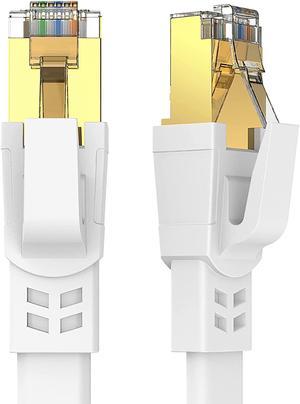 Qiuean Cat8 Ethernet Cable 50FT, High Speed Outdoor&Indoor Cat8 LAN Network Cable 40Gbps, 2000Mhz with Gold Plated RJ45 Connector, Weatherproof S/FTP UV Resistant for Router/Gaming/Modem (50)