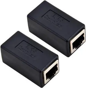 RJ45 Coupler Ethernet Connectors Interface Cat 7 Cat6 Cat5 Cat5e RJ45 8P8C Network Keystone Jack in-Line Coupler Ideal for Extending The Ethernet Cables Female to Female (2PACK)