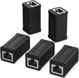 BENFEI RJ45 Inline Coupler, 5 Pack Cat7 Cat6 Cat5e Ethernet Coupler Female to Female