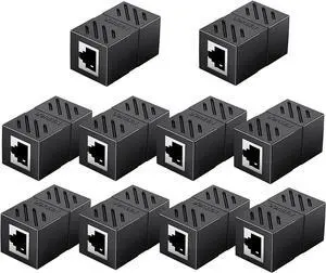 UGREEN RJ45 Coupler Ethernet Extender Connector 10 Pack Inline Coupler Cat7 Cat6 Cat5e Ethernet Cable Adapter Female to Female Black UGREEN RJ45 Coupler Ethernet Extender Connector 10 Pack Inline Coupler Cat7 Cat6 Cat5e Ethernet Cable Adapter Female to Female Black
