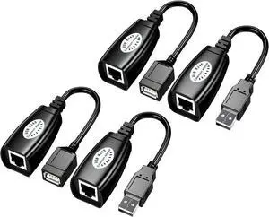 USB Over Cat6SNLLMZI USB RJ45 Extender Over Cat5/Cat5e/Cat6/Cat7/Cat8 Cable Extension Cable Connector Adapter - 2 Pairs