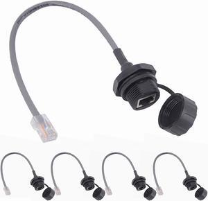 ANMBEST 5PCS Panel Mounting RJ45 Waterproof Connector M25 Cat5/5e Ethernet LAN Cable Coupler with Waterproof/Dust Cap Cover 25cm Network Cable for Outdoor Network