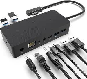 Surface Pro Docking Station,90W Power Supply,4k HD,USB 3.0 x 4, Gigabit Ethernet, Mini DP x 2, 3.5mm Audio,Compatible with Surface Pro 7/X/6/4/3/2017, Laptop 5/4/3/2, Laptop go,Book 2/1,Surface Go 2/1