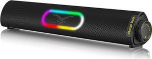 Computer Speakers, HiFi Stereo Computer Sound Bar with Dynamic RGB, Bluetooth 5.3 & USB Plug-N-Play & 3.5mm Aux-in, Bluetooth Computer Speakers for Desktop Monitor, PC, Laptop, Projector, Gaming