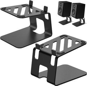 VAYDEER Desktop Speaker Stand with Vibration Absorption Pads, Metal Speaker Stand Pair Support Up to 15lbs, Bookshelf Speaker Stands for Better Audio Experience (7.09 x 5.51 x 5.12 inch)