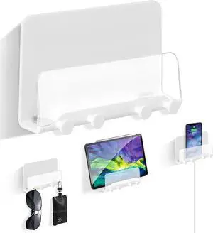 Clear Wall Mount Adhesive Phone Holder,Multi-Function Cell Phone Charging Brackets Holders,Hook for Living Room, Kitchen, Bathroom, Office,Compatible with Most Phones and Tablet Clear Wall Mount Adhesive Phone Holder,Multi-Function Cell Phone Charging Brackets Holders,Hook for Living Room, Kitchen, Bathroom, Office,Compatible with Most Phones and Tablet