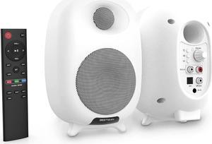 Bestisan Bluetooth Bookshelf Speakers,Turntable Speakers with Optical/Aux inputs for PC, Record Player, Desktops and TVs, White, 50W