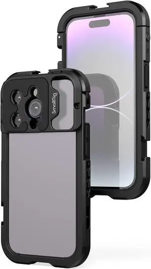 SmallRig Video Rig Cage for iPhone 14 Pro with Dual Cold Shoes, Aluminum Mobile Phone Stabilizer, Smartphone Video Rig Cage for Filmmaking / Videography / Live Streaming / Vlog- 4075