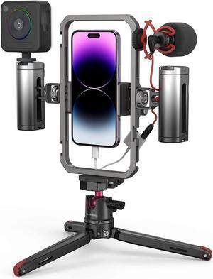 SmallRig AllinOne Video Kit Ultra Aluminum Phone Video Rig Kit wQuick Release Tripod Wireless Control Handles RGB Light Mic for iPhone for Huawei for Tiktok YouTube Live Streaming Vlogging3591C