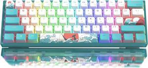 Womier 60 Percent Keyboard WK61 Mechanical RGB Wired Gaming Keyboard HotSwappable Keyboard Blue Sea Theme with PBT Keycaps for Windows PC Gamers  Red Switch