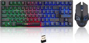 CHONCHOW Wireless Gaming Keyboard and Mouse Combo, Rechargeable 87 Key LED Light Up Keyboard Ergonomic Wireless Gaming Mouse, Backlit Wireless Gaming Mouse and Keyboard for Xbox PS4 PS4 PC Laptop