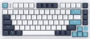 IROK FE75Pro TKL 75% Wireless Mechanical Keyboard, RGB Hot Swappable Customizable Backlit Gaming Keyboard, Bluetooth/2.4G/Wired for Windows PC Gamers- White/Blue