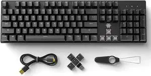 Hexgears G5 2.4G Wireless Mechanical Keyboard 104 Key, Wireless and Type-C Wired Connection, 100% Full-Size, Blue LED Backlit, Windows and Mac OS Compatible Black Keyboard Kailh Box White Switches
