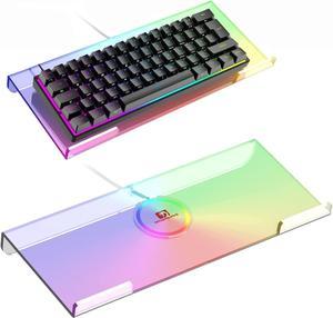 Clear 366 Kinds RGB Acrylic Tilted Computer Keyboard Holder,PC Keyboard Stand Tray Holder for Easy Ergonomic Typing and Working at Home and Office Upgraded Version