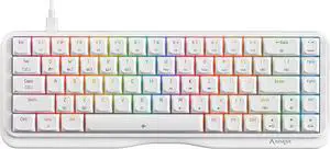 KEMOVE K68se Wired 60% Gaming Mechanical Keyboard RGB Backlit/Lighting Strip,Clicky Blue Switch,DSA Profile PBT Keycaps Windows and Mac Compatible,White