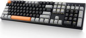 E-YOOSO Z-14 Mechanical Gaming Keyboard Brown Switches 104 Key, Full-Size Computer Keyboards, Solid Yellow Backlit Keyboard for PC Gamer, Black&Grey