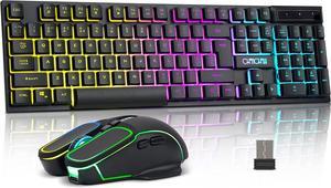 Gaming Wireless Keyboard and Mouse RGB Backlit Rechargeable Battery Gamer Combo Mechanical Feel Anti-ghosting with Side Button for PC Computer Laptop Compatible with Windows Mac Ps4/Ps5 Xbox one