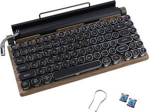 JOMKIZ Retro Typewriter Style Mechanical Gaming Keyboard Blue Switch, 83 Keys Adjustable Brightness Mechanical Wired for PC, Tablet, for iOS, Android Phones