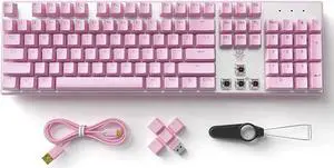 Hexgears G5 2.4G Wireless Mechanical Keyboard Random Color 104 Key, Wireless and Type-C Wired Connection, 100% Full-Size, Blue LED Backlit, Windows and Mac OS Compatible Keyboard Kailh Box Switches