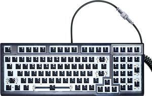 Gk98 RGB Mechanical Keyboard DIY Kit Hot-Swappable Three-Mode Wired 2.4g BT5.0 Custom Keyboard Compatible with Akko, Cherry Mx, Gateron, Kailh Mechanical Axis (Transparent Black)