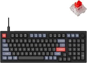 Keychron V5 Wired Custom Mechanical Keyboard Knob Version, 96% Layout QMK/VIA Programmable with Hot-swappable Keychron K Pro Red Switch Compatible with Mac Windows Linux Black (Non-Transparent)