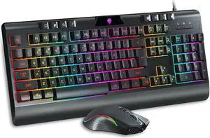 Wired Gaming Keyboard and Mouse Combo, Backlit Computer Keyboard and RGB Gaming Mouse 7200 DPI for PC/Computer/Laptop