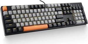 Z-14 Mechanical Gaming Keyboard 104 Key Red Switch Full-Size Computer Keyboards Solid Yellow Backlit Mechanical Keyboard for PC Gamer Black