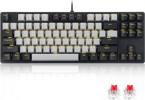 HUO JI E-YOOSO Z-87 Mechanical Gaming Keyboard 87 Key LED Backlit Wired with Anti-Dust Proof Switches Tenkeyness for Windows PC (Red Switches,Grey and Black)