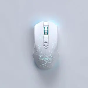 AJ52PRO Watcher 2.4G Wireless/ Bluetooth 5.0/ Wired Gaming Mouse, 10000 DPI, Programmable 7 Buttons, Ergonomic LED Backlit USB Gamer Mice Computer Laptop PC, for Windows Mac Linux OS, Star White