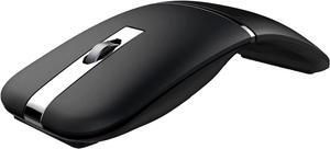 Foldable Arc Wireless Mouse with USB Receiver, Bluetooth 2.4GHz Dual-Mode Rechargeable,180° Rotation, Silent Click, Portable Curved Computer Mouse for PC, Laptop, MacBook (Black)