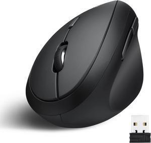 Perixx PERIMICE-619B Bluetooth Portable Vertical Mouse - Wireless 3-in-1 Multi-Device Spec - Silent-Click - Portable Compact Size - Black - Right Handed
