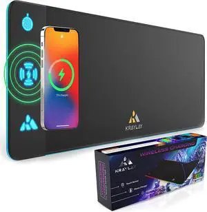 XXL RGB Gaming Mouse Pad with Wireless Charger, 11 Colors LED Mouse Mat with 15W Fast Charging, Non Slip Extended Big Mousepad, Black Gaming Mouse pad for Laptop, PC, Office, and Gaming