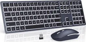 seenda Wireless Backlit Keyboard and Mouse Combo, 2.4G USB Silent Keyboard and Mouse Rechargeable Full-Size Ultra Slim Keyboard & Mouse Set for Windows PC Computer, Laptop, Desktop