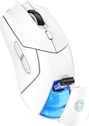 FMOUSE Wireless Gaming Mouse for Laptop, Ergonomic Bluetooth Mouse with Tri-Mode (Dual Bluetooth + 2.4GHz) 4000 DPI USB C Rechargeable Silent Mice for PC Computer Desktop (White)