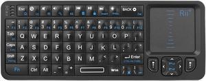 Rii K06 Mini Bluetooth Keyboard,Backlit 2.4GHz Wireless Keyboard with IR Learning, Portable Lightweight with Touchpad Compatible with Android TV Box/Mac/Windows/HTPC (Bluetooth and 2.4G Version)