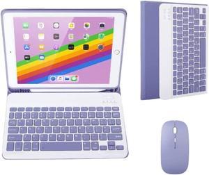 YEEHi Color Keyboard for iPad 9th 8th 7th Generation iPad Air 3 Pro 10.5 Keyboard Case with Mouse Cute Detachable Removable Wireless Bluetooth Keyboard Cover (Purple)