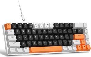 Portable 60% Mechanical Gaming Keyboard, MK-Box LED Backlit Compact 68 Keys Mini Wired Office Keyboard with Blue Switch for Windows Laptop PC Mac - Black/White