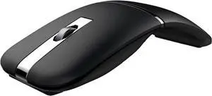 WFB Wireless Arc Mouse for Laptop,Bluetooth USB Rechargeable Computer Mice,Folding Rotating Ultra Slim,3 DPI for Desktop Travel Black