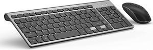 Wireless Keyboard Mouse Combo, 2.4G Compact and Ultra Slim Wireless Keyboard and Mouse for Windows, Computer, Desktop, PC, Laptop (Grey)
