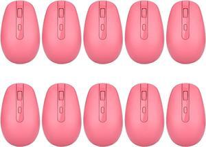 Rii Wireless Mouse RM700 2.4G Silent Mouse with 3200 DPI,Computer Mouse with USB Nano Receiver for Laptop,PC,Mac,Windows and School Work,10PACK (Pink)