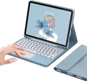 AnMengXinLing Galaxy Tab S6 Lite 2022/2020 Keyboard Case-Touchpad Detachable Keyboard with S Pen Holder -Slim Leather Stand Folio Cover for Model SM-P610/P613/P615/P619, Blue